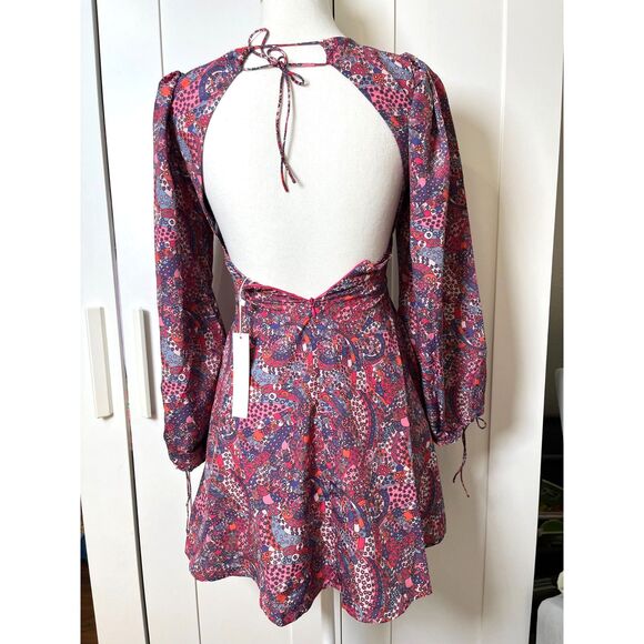 For Love and Lemons Long-Sleeve Floral Tonya Mini Dress Size XS NWT! $225 retail - Picture 8 of 10